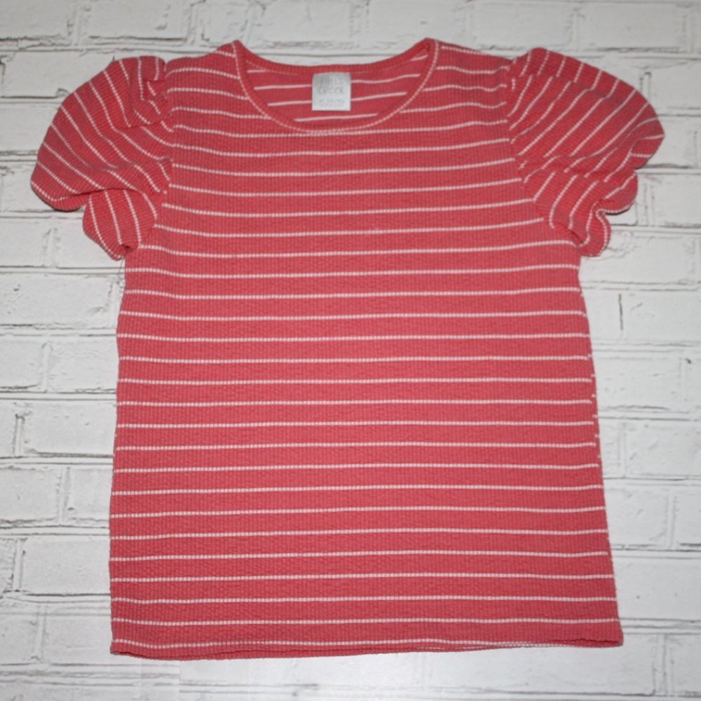🧡 Coral Striped Shirt – Girls XL (14/16)